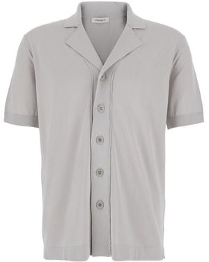 Kangra Shirt With Notched Revers Collar And Short Sleeves - Gray