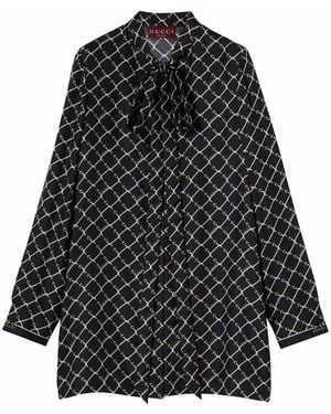 Gucci Printed Silk Twill Dress - Black