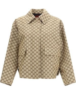 Gucci Gg Canvas Bomber Jacket - Natural