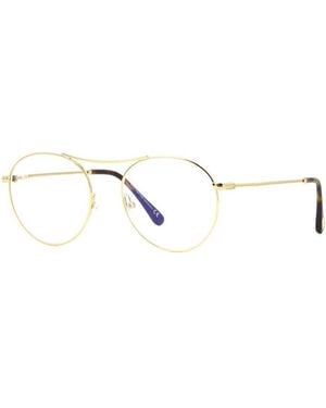 Tom Ford Eyeglasses Round Full Rim, Frame And Clear Demo Lenses Lens Ft5633-B030 Sunglasses - Metallic