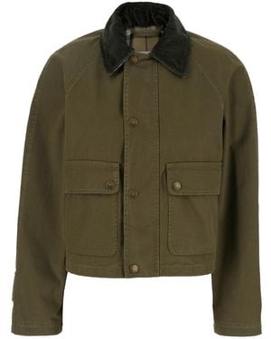 ジャケット Burberry WW SHORT GARMENT WASHED FIELD JACKET Burberry Cropped Jacket With Corduroy Collar in Natural | Lyst
