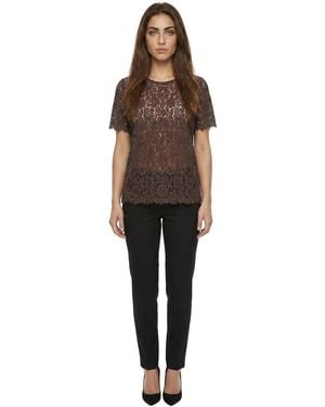 Dolce & Gabbana Dolce & Gabbana Lace Short-Sleeve Blouse - Brown