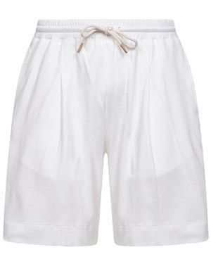 D 40 Cotton Jersey Bermuda Shorts With Pleat - White