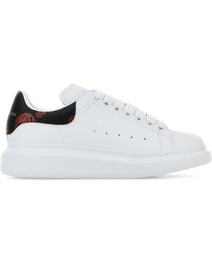 McQueen Leather Trainers With Printed Leather Heel - White