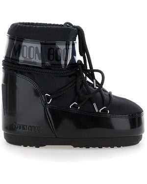 Moon Boot Snow Boots Logo Print Technical Fabric - Black
