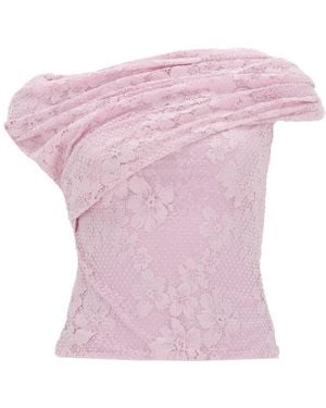 Self-Portrait Top Lace Polyamide Tops - Pink