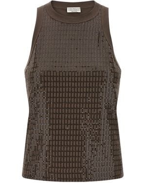 Brunello Cucinelli Cotton Tank Tops - Brown