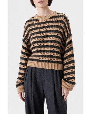 Brunello Cucinelli Striped Wool Silk Jumper Clothing - Black