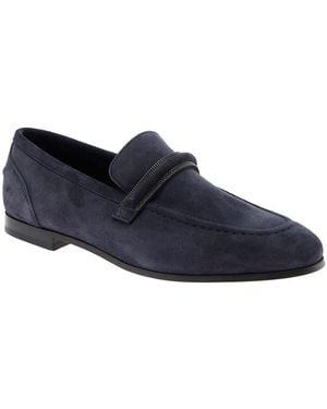 Brunello Cucinelli Loafers With Monil Detail On The Front - Blue