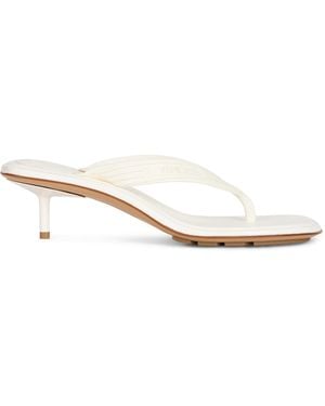 Bottega Veneta Heeled Flip-Flops Sampieri Lambskin Leather Shoe - White