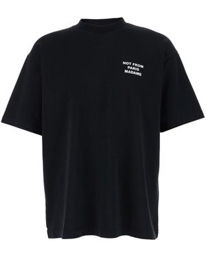 Drole de Monsieur Not From Paris Madame T-Shirt With Contrasting Print - Black