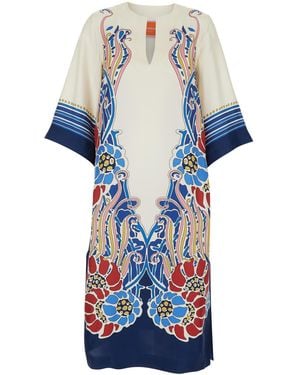 La DoubleJ Kaftan The With V-Neck And All-Over Floral Print - Blue
