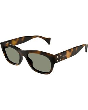 Gucci Gg1706S Linea Rivets 002 Havana Acetate Occhiali Da Sole - Black