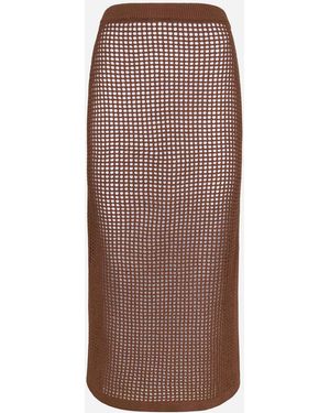 MC2 Saint Barth Darline Crochet Midi Skirt - Brown