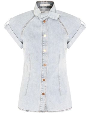Zimmermann Bow-Tie Denim Top - White