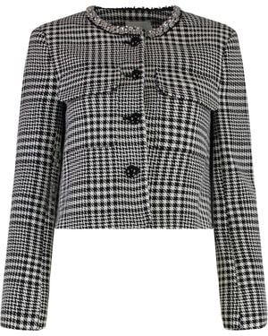 Self-Portrait Jacquard Knit Jacket - Black