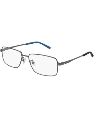 Montblanc Eyeglasses Rectangle Full Rim, Ruthenium Frame And Clear Demo Lens Mb0108O002 - Metallic
