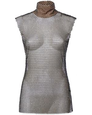 Genny Rhinestone Mesh Top - Grey
