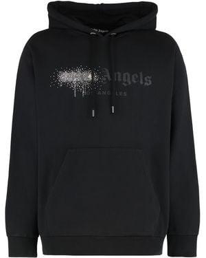 Palm Angels Hooded Cotton Sweatshirt Sweaters - Black