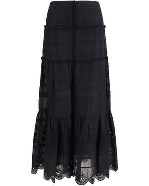 Isabel Marant Paoline Long Cotton Skirt Viscose; Cotton; Fabric - Black