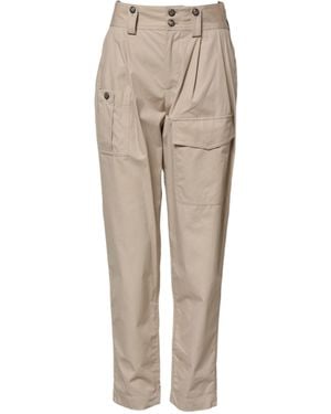Dolce & Gabbana Beige Cotton High Waisted Pants - Natural