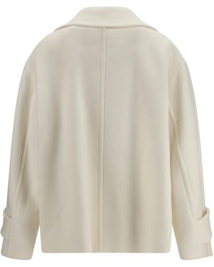 Chloé Oversize Short Coat Wool Ovis Aries; Polyamide - White