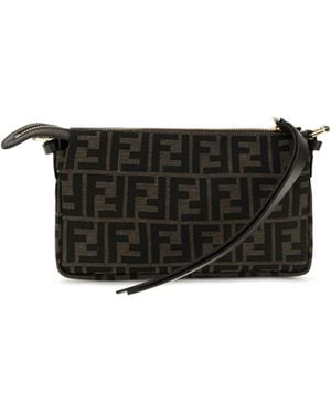 Fendi All-Over Monogram Jacquard Shoulder Bag Polyester; Cotton - Black