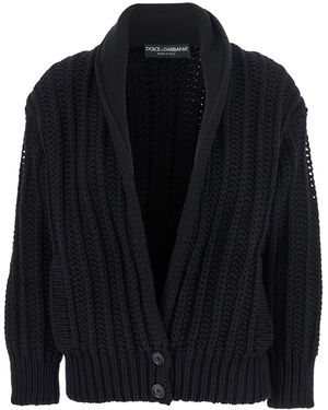 Dolce & Gabbana Cardigan With Wide Neckline On The Front - Black