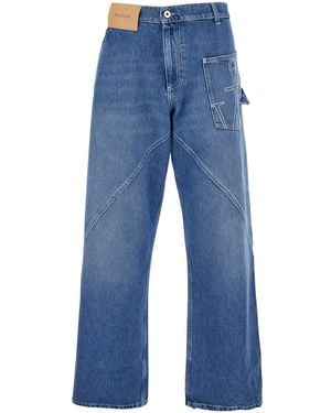 JW Anderson Light Jeans With Twisted Design And One Front Patch Pocket - Blue