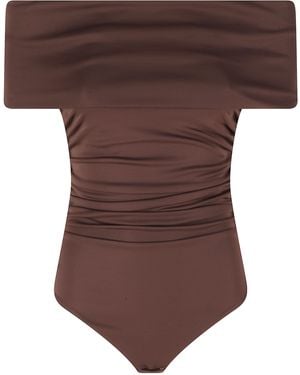 Des Phemmes Off Shoulder Bodysuit Poliestere Elastane Body - Brown