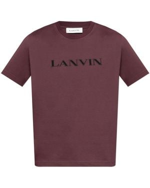 Lanvin T-Shirt With Embroidered Logo - Purple