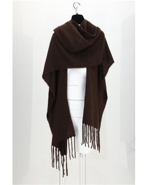 Destin Hooded Scarf Opus Capp Wool And Cashmere Blend - Black