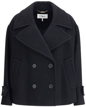 Chloé Oversize Short Coat - Blue
