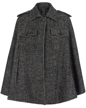 Le Plain Short Wool Cape Coat - Gray
