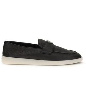 Prada Calf Leather Bos Taurus Slip-On Loafers - Black
