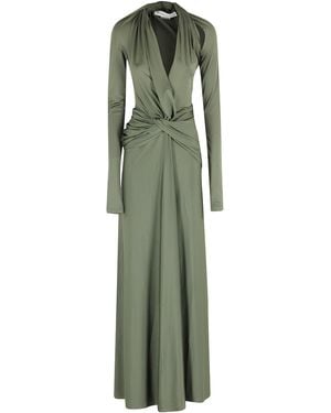 Victoria Beckham Twist Detail V-Neck Gown - Green