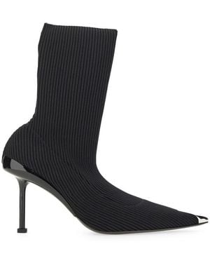 McQueen Statement Raffia Pointed-Toe Boots For - Black
