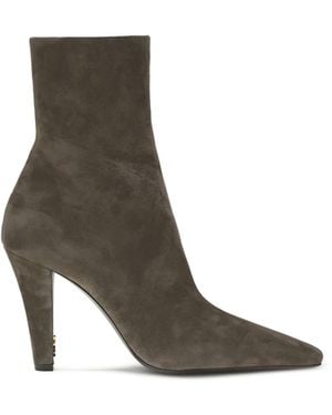 Saint Laurent Jill Suede Ankle Boots - White
