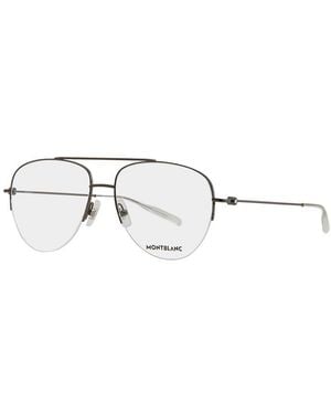 Montblanc Eyeglasses Aviator Semi Rim, Frame And Clear Demo Lens Mb0077O001 Sunglasses - Metallic