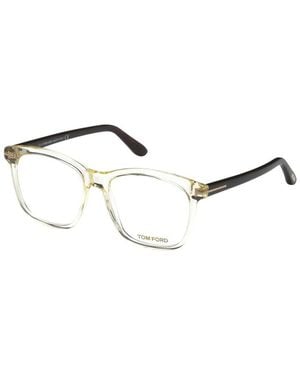 Tom Ford Eyeglasses Round Full Rim, Transparent Frame And Clear Demo Lenses Lens Ft5481-B039 Sunglasses - Metallic