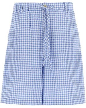 Marni Vichy Print Cotton Blend Bermuda Shorts - Blue