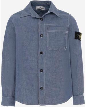 Stone Island Shirt Cotton Denim Blouses And - Blue