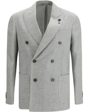 Lardini Roma Blazer Wool; Linen Blazers E Vests - Gray