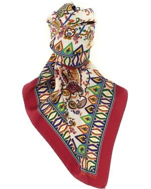 Etro Floral Paisley Scarf Silk Scarves, Foulards - Red
