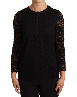 Dolce & Gabbana Elegant Floral Lace Long Sleeve Top - Black