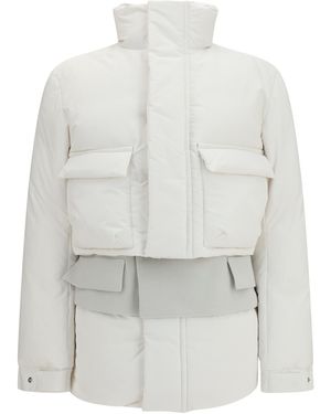 Sacai Double Padded Jacket With Zip Closure Polyester Down - White