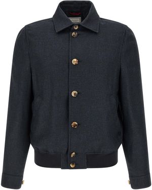 Brunello Cucinelli Sisal Biker Jacket Clothing - Blue