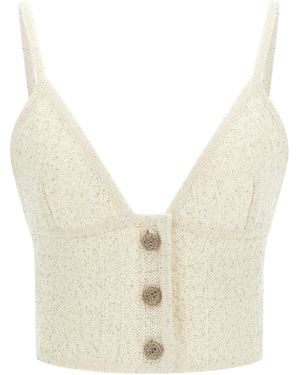 Alessandra Rich Polyester Tank Tops - Natural