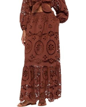 MC2 Saint Barth Jenny Camel Cotton Sangallo Skirt - Brown
