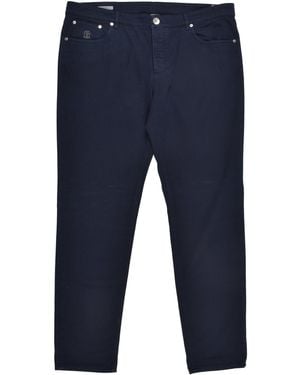 Brunello Cucinelli Dark Cotton Pants - Blue